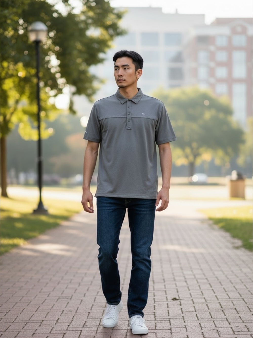 Travis Mathew Player Polo Shirt Gray XL Performance Golf Short Sleeve